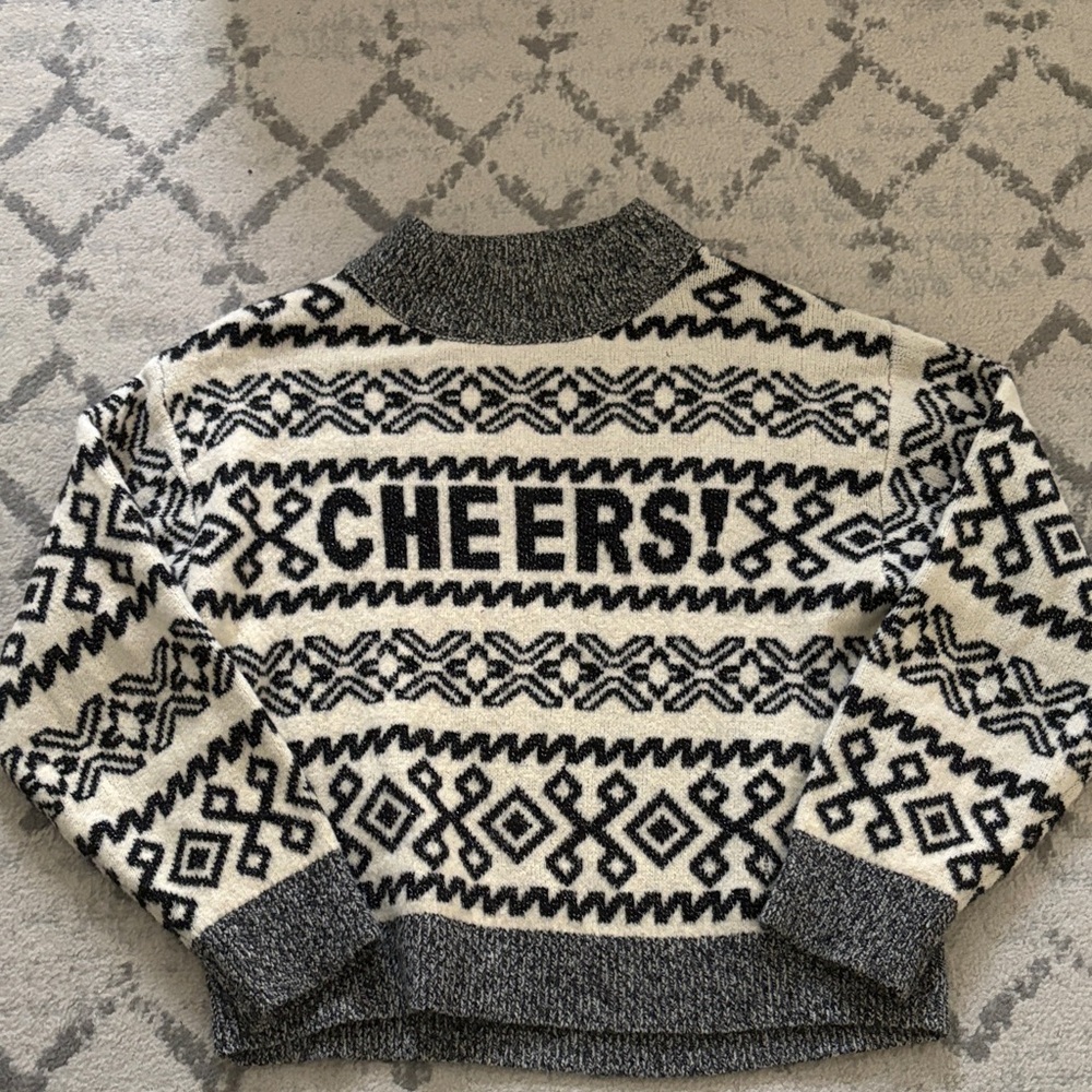 a new day Black and White Patterned Sweater
